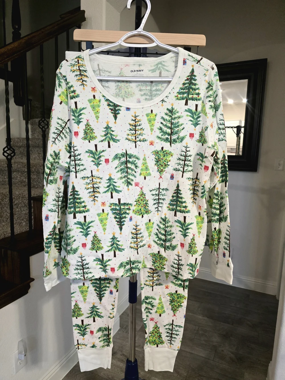 Old Navy Christmas Tree Waffle Knit Pajama Set